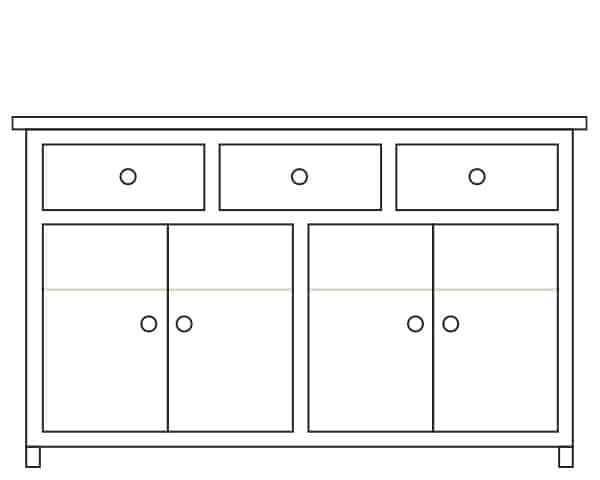 Graphic of Sideboard 1-3d, 2-2c